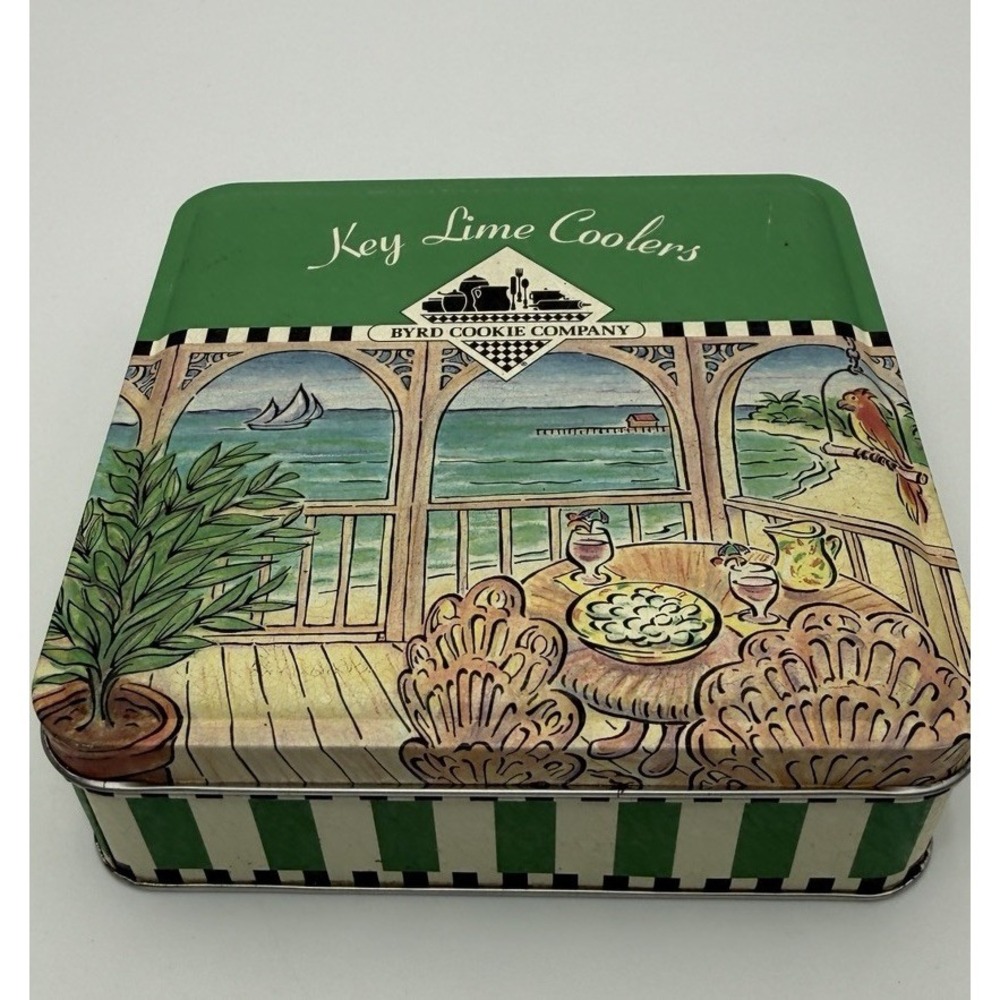 Vintage Key Lime Coolers Cookie Tin By Byrd Cookie Company, Empty